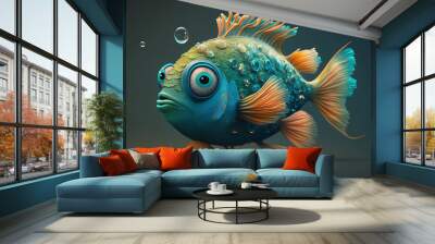 fish cartoon character.Generative AI. Wall mural