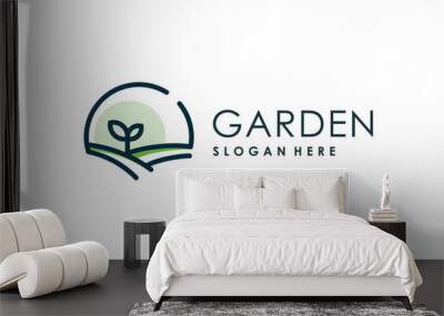 Garden logo vector with modern simple concept Wall mural