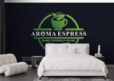 Green tea logo design with simple concept Premium Vector Part 1 Wall mural