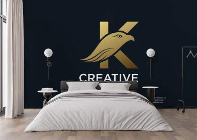 Letter K logo design with head eagle unique concept Premium Vector Wall mural