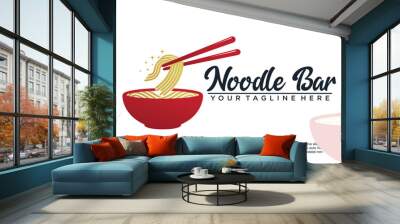 Ramen noodle logo design illustration for restaurant icon with creative element Premium Vector Wall mural