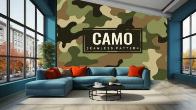 Camouflage pattern background vector. Classic clothing style masking camo repeat print Wall mural