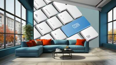 Coin written on the keyboard button Wall mural