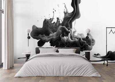 fluid black ink banner with abstract patterns and textures generative ai Wall mural