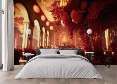 romantic and decorative indian wedding venue for lovely couples generative ai Wall mural