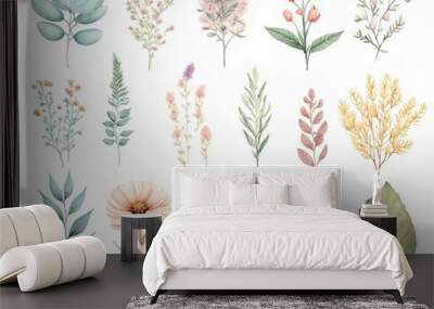 set of beautiful blossom floral for spring season generative ai Wall mural