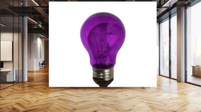 Purple light bulb isolated on white Wall mural