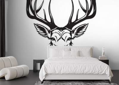 Deer head silhouette vector Illustration,  Wall mural