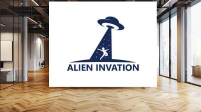 Alien Invasion Logo Template Design Vector Wall mural