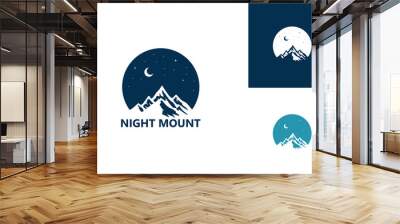 Night Mountain Logo Template Design Vector, Emblem, Design Concept, Creative Symbol, Icon Wall mural