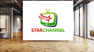 Star Channel Logo Template Design Vector, Emblem, Design Concept, Creative Symbol, Icon Wall mural