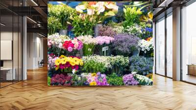 beautiful colorful flowers in flower shop Wall mural