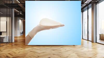 Silicone breast implant on hands Wall mural