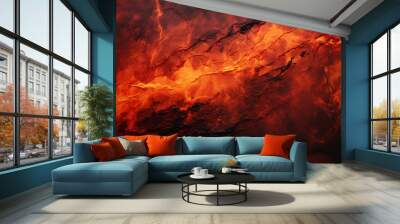 An abstract splash of molten lava, offering a vivid texture of fiery reds and burnt oranges, ideal for dynamic designs Wall mural