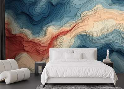 contour line like map geological abstract background. coastline Wall mural