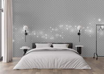 Dust sparks and stars shine with a special light. Christmas light effect. Glittering particles of magic dust.Vector sparkles on a transparent background. Wall mural