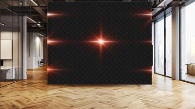 Light effects, glare, glitter, explosion, red light, vector illustration. shining red stars. Wall mural