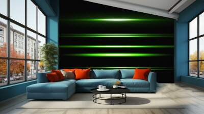 Vector illustration in green color. Set of lighting effects. Glare and flashes. Bright rays of light. Glowing lines. Vector illustration. Dust.Neon Wall mural