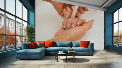 Woman's hands after gardening with dirt under her nails, this can lead to infection Wall mural