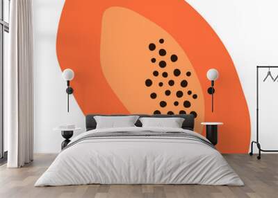 Abstract papaya illustration. Vector illustration of tropical fruit in cartoon style. Wall mural