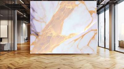 Abstract peach marble texture with gold splashes, peach luxury background Wall mural