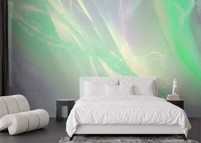 Abstract shiny iridescent green natural stone marble texture, surface luxury background	
 Wall mural