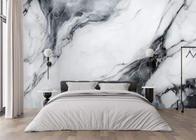 Abstract white marble texture with gray splashes, white luxury background Wall mural