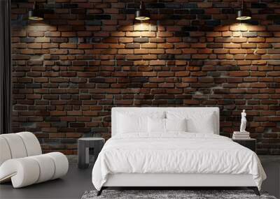 Ceiling lamps with included bulbs on brown brick wall background Wall mural