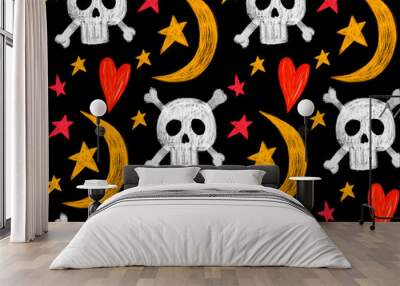 Cute halloween illustration. Seamless halloween pattern Wall mural