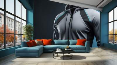 Grey sport clothes hoodie mockup Wall mural