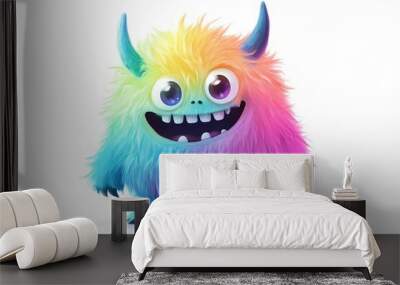 Illustration of funny cartoon monster on white background. Halloween holiday Wall mural