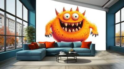 Illustration of funny cartoon monster on white background. Halloween holiday Wall mural