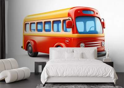 Illustration of public bus on white background Wall mural