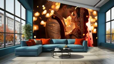 Indian groom and bride at the wedding ceremony 5 Wall mural