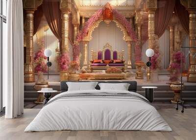 Indian wedding decor mandap with flowers Wall mural