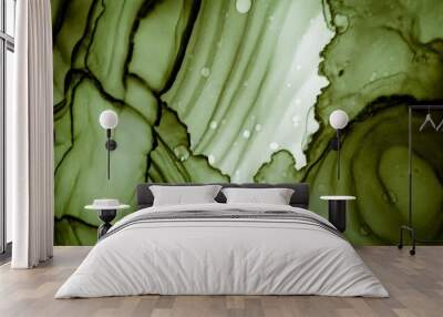 Marbled Background. Sea Alcohol Ink Color. Lime Marble Grunge. Oil Water Texture. Sea Cloud. Ink Art. Black Ripple Wallpaper. Wall mural