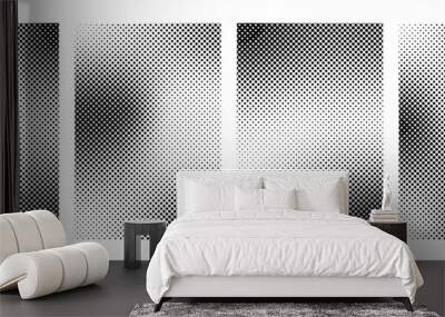 Trendy abstract gradient backgrounds. Set of halftone dots of different shapes isolated on a white background. Vector halftone collection. Modern style of the 90s - 2000s. Wall mural