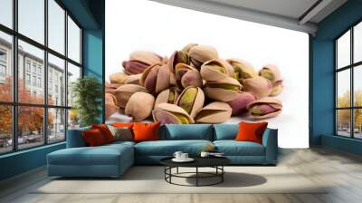 Pistachio nuts on a white background, Generative AI 3 Wall mural