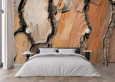 Tree bark close-up. Brown-orange wood tones Wall mural