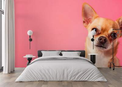 Pop-art style, Chihuahua dog, on a bright colored background Wall mural