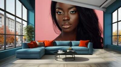 Portrait of african american woman with clean healthy skin Wall mural