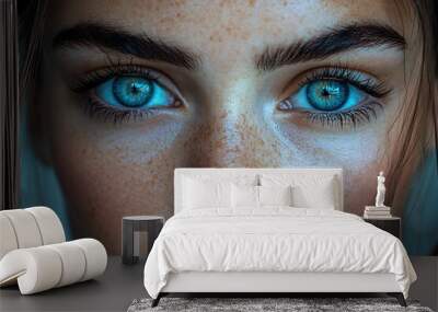 Portrait of attractive model woman with clean skin and beautiful eyes Wall mural