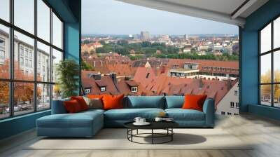 Scenic cityscape of Nuremberg, view from the top, beautiful old traditional architecture Wall mural