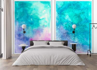 set of blue abstract watercolor backgrounds Wall mural