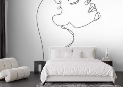 one line art woman face Wall mural