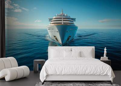 A large cruise ship sails smoothly across calm ocean waters under a clear blue sky during daytime Wall mural