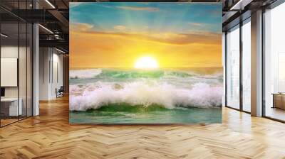 Fantastic sunrise on the ocean Wall mural