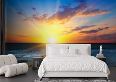 Sun rise over the sea. The concept is travel. Wall mural