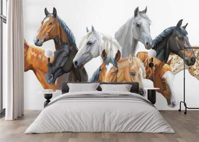 Set of horses breeds3 Wall mural