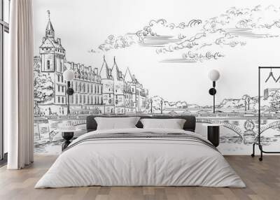 Vector hand drawing Paris 5 Wall mural